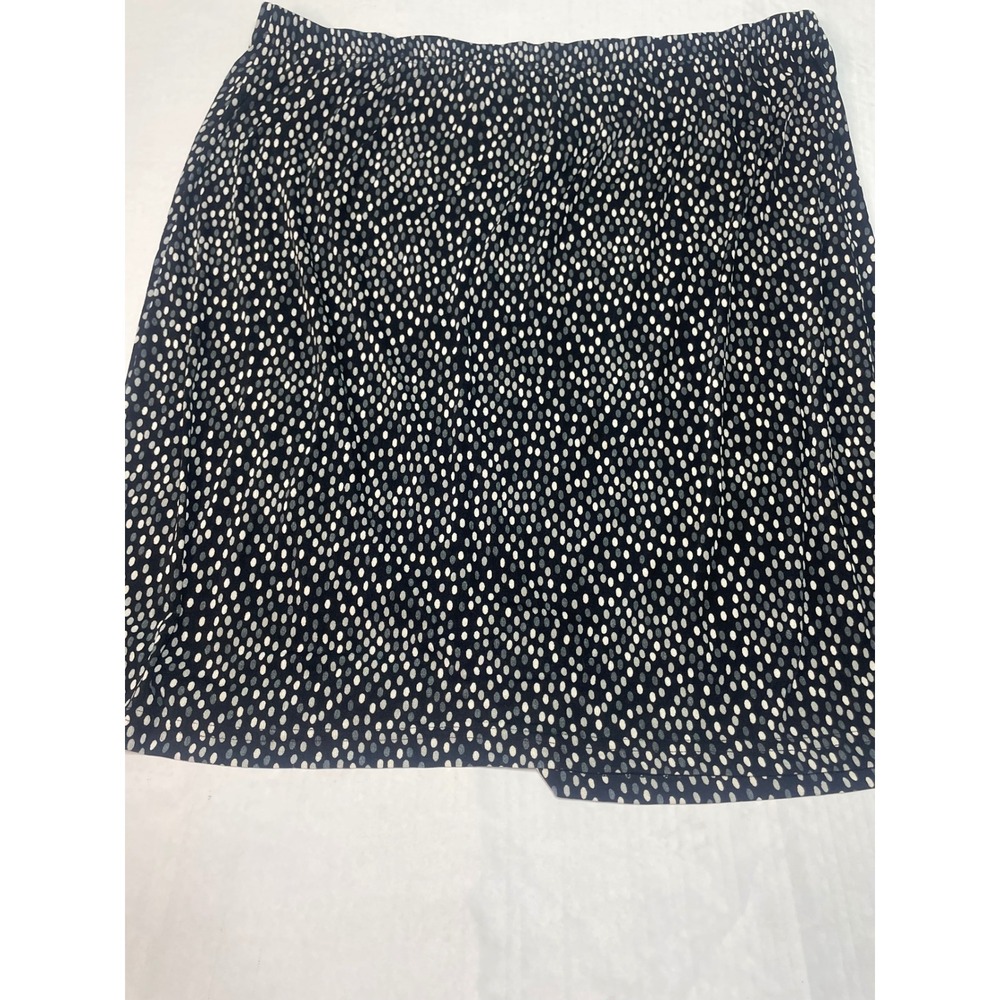 Kathy Ireland Plus Womens 2X Black White Polka Dot Elastic Waist Skirt Stretch